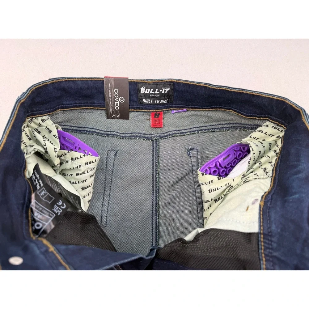 Bull-it Mens Spitfire Blue Straight AA Range Moto Jeans 34x34 Long Covec Armor
